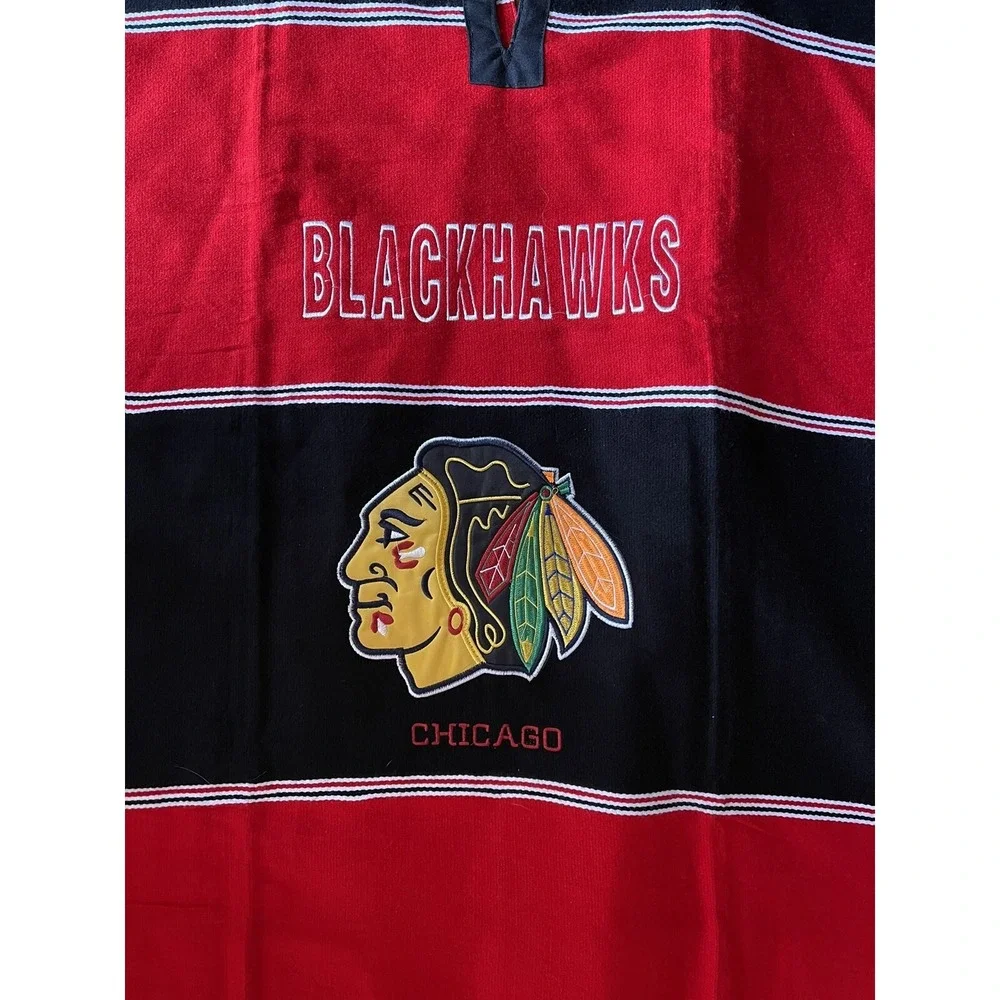 NHL Chicago Blackhawks Hockey Poncho Blanket Sweater EUC